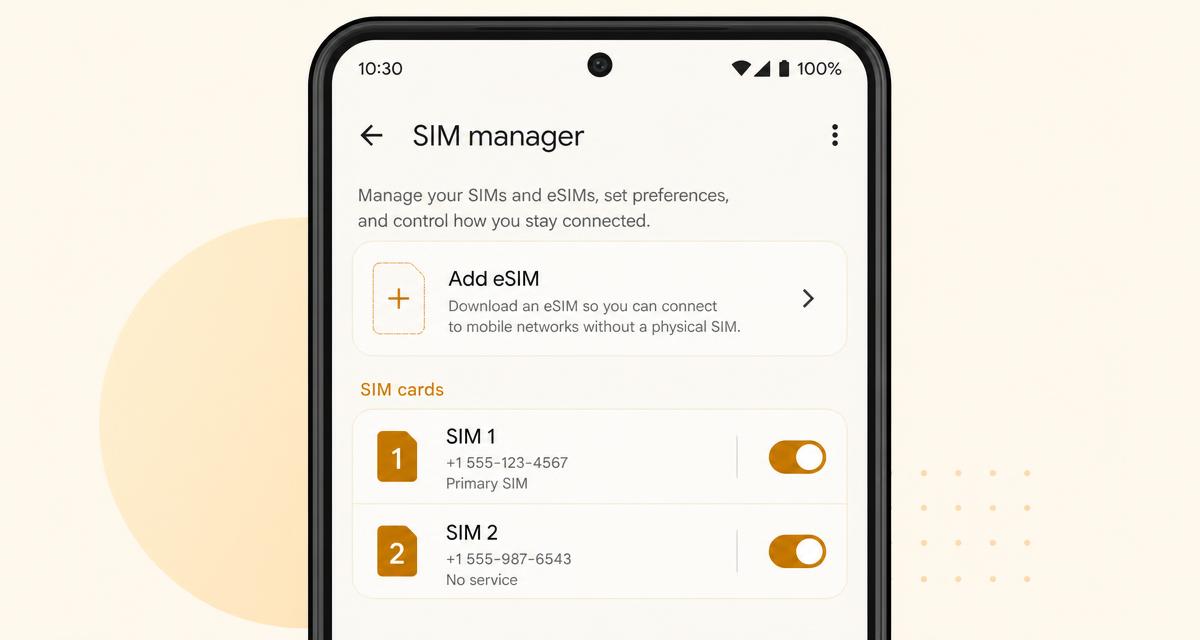 Android SIM manager screen showing the Add eSIM option, as it appears on the Google Pixel 3